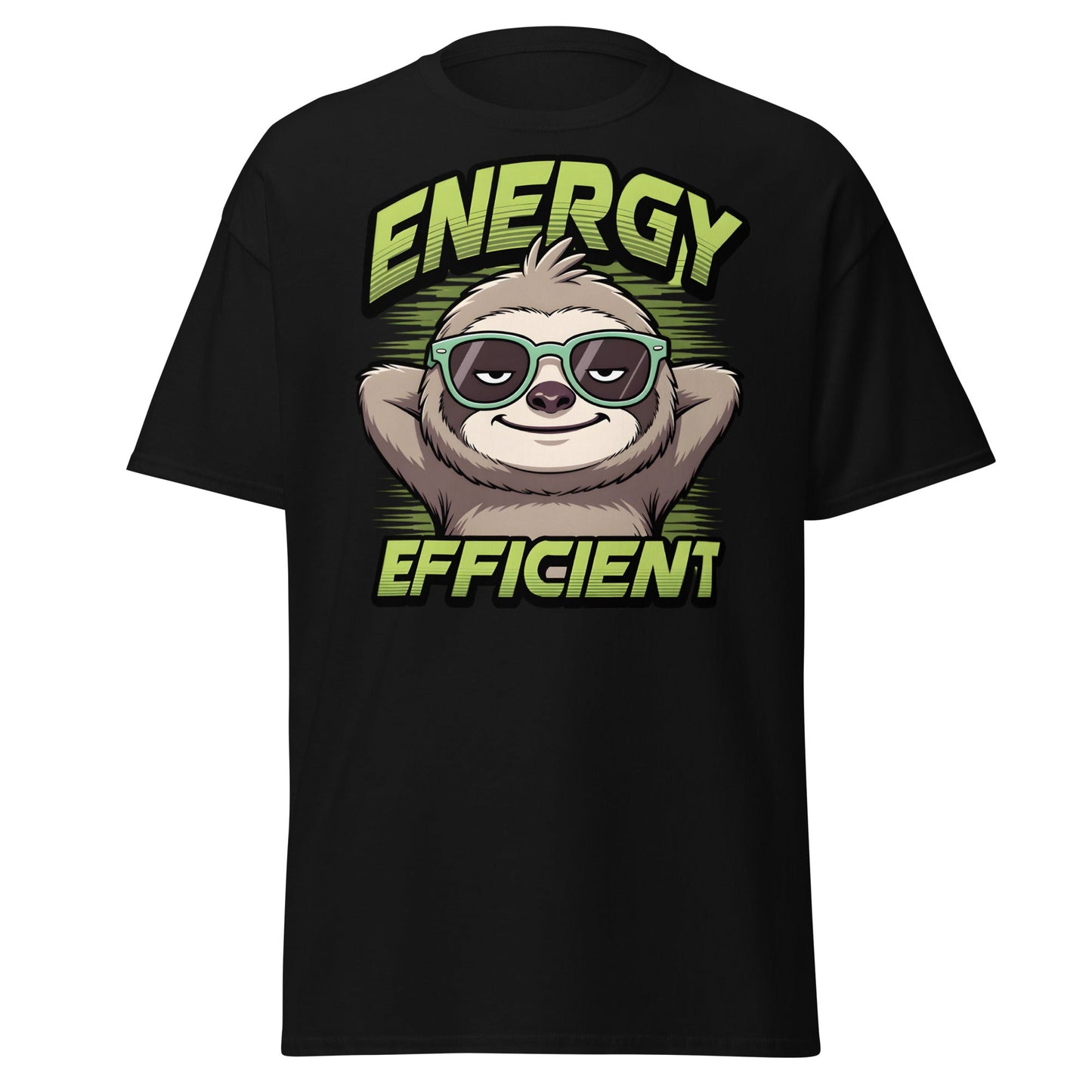 Energy Efficient Sloth T-Shirt - Funny Lazy Sloth Tee - Black - T-Shirts Online