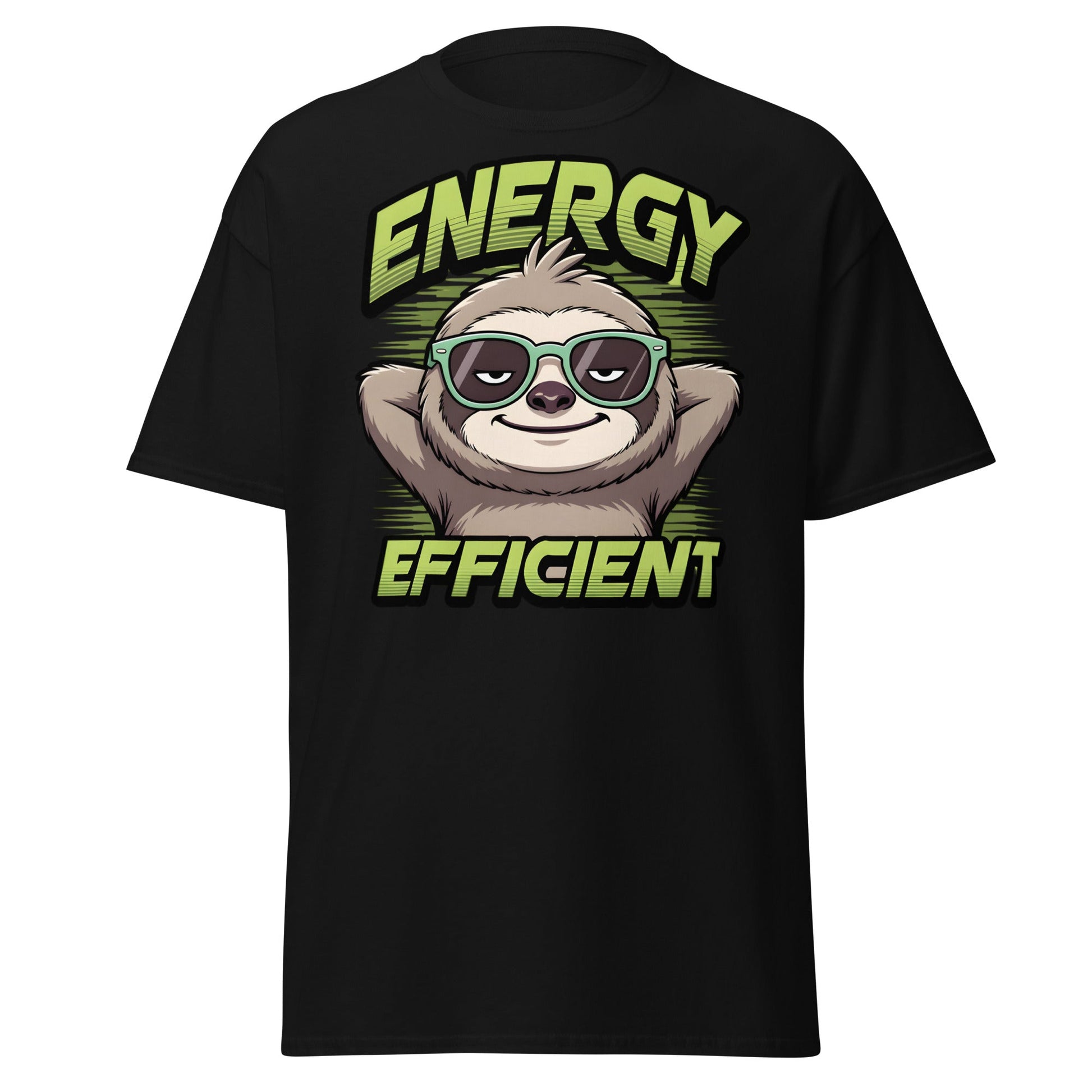 Energy Efficient Sloth T-Shirt - Funny Lazy Sloth Tee - Black - T-Shirts Online