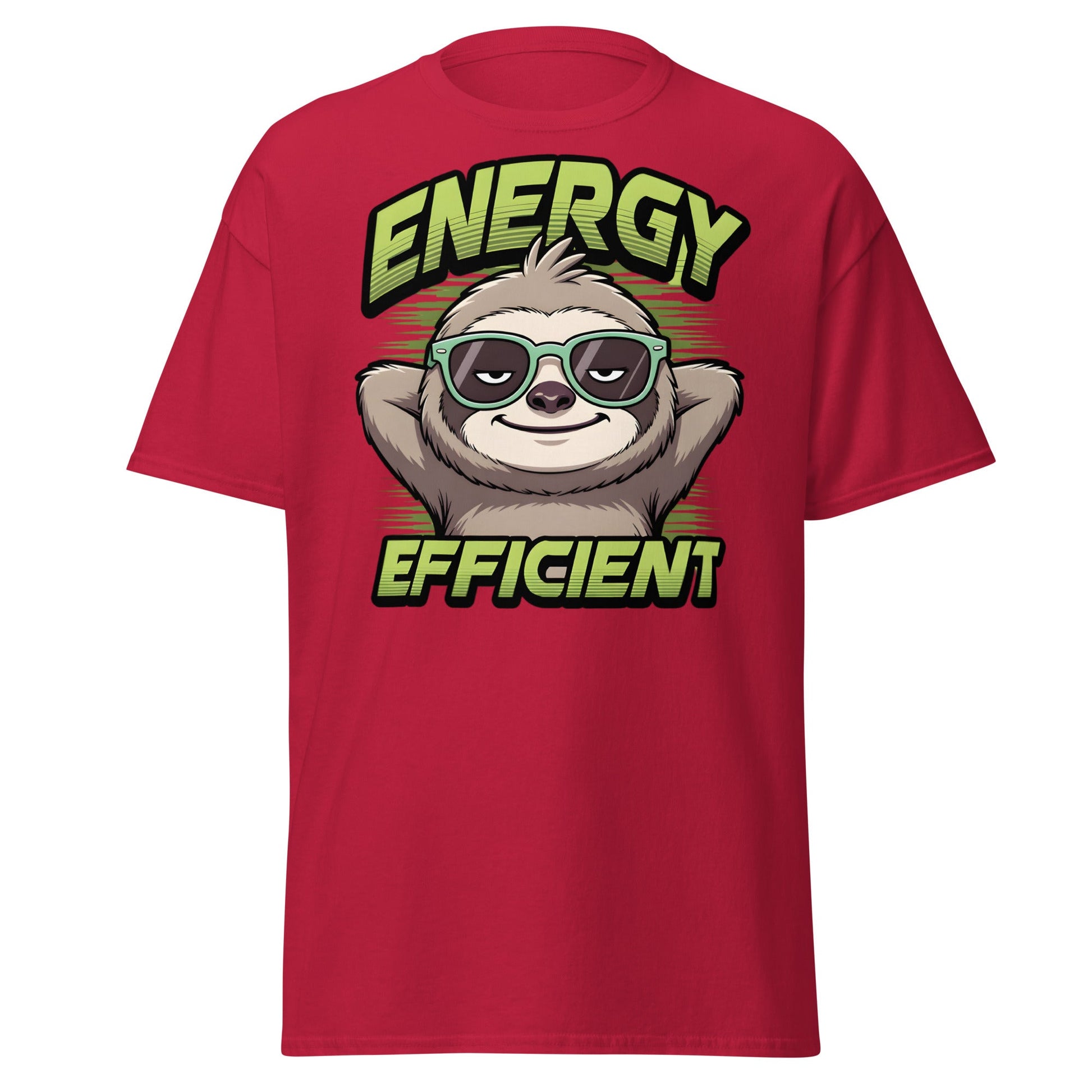 Energy Efficient Sloth T-Shirt - Funny Lazy Sloth Tee - Cardinal - T-Shirts Online