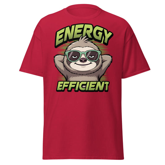Energy Efficient Sloth T-Shirt - Funny Lazy Sloth Tee - Cardinal - T-Shirts Online