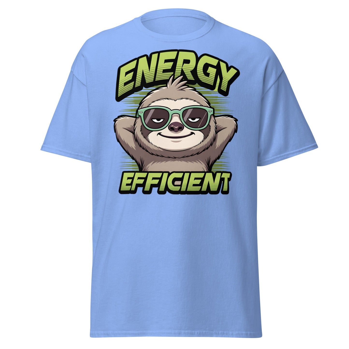 Energy Efficient Sloth T-Shirt - Funny Lazy Sloth Tee - Carolina Blue - T-Shirts Online