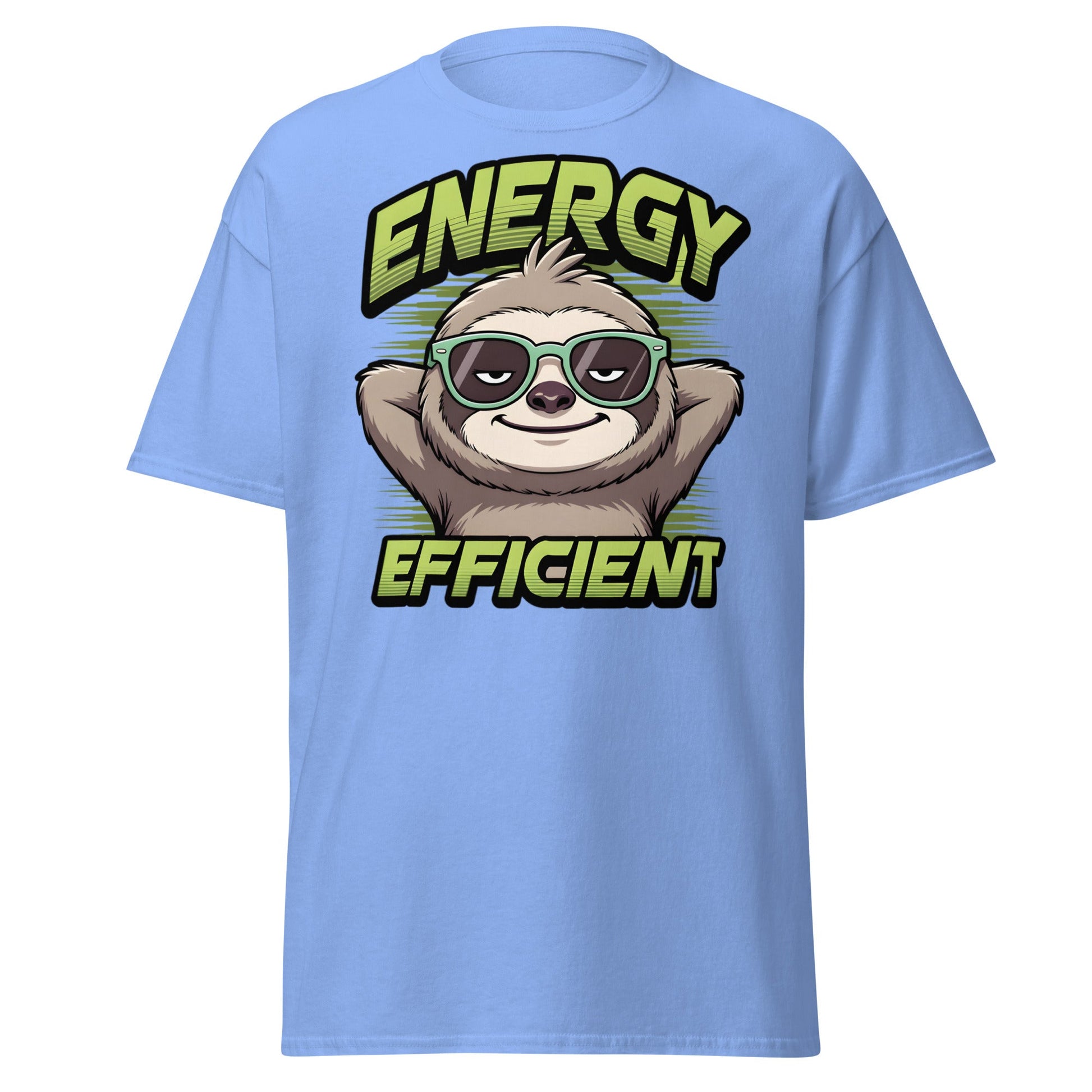 Energy Efficient Sloth T-Shirt - Funny Lazy Sloth Tee - Carolina Blue - T-Shirts Online