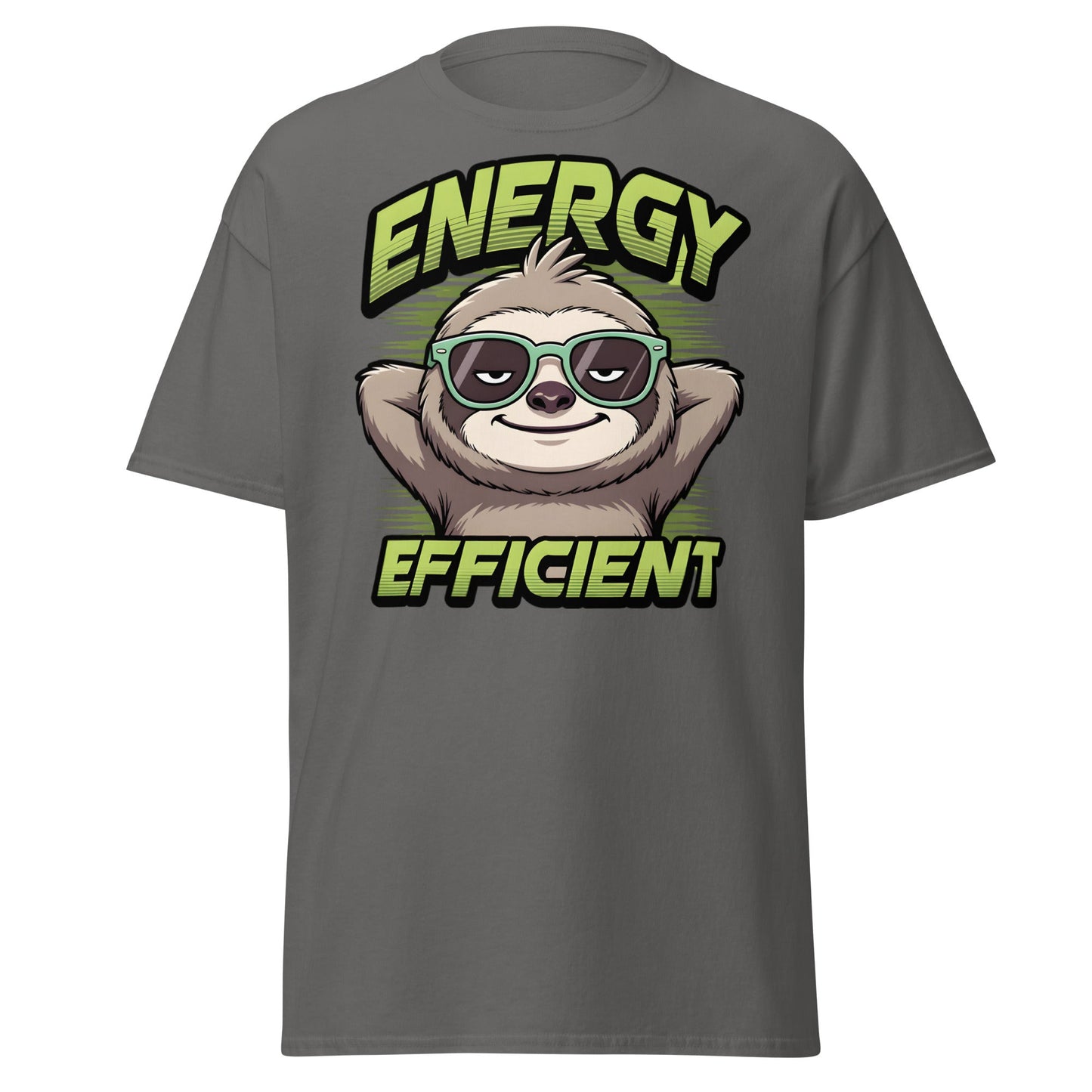 Energy Efficient Sloth T-Shirt - Funny Lazy Sloth Tee - Charcoal - T-Shirts Online