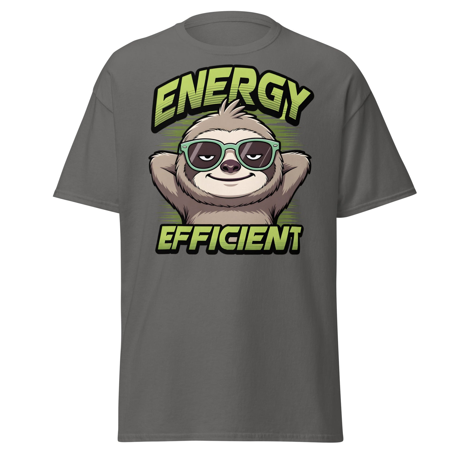 Energy Efficient Sloth T-Shirt - Funny Lazy Sloth Tee - Charcoal - T-Shirts Online
