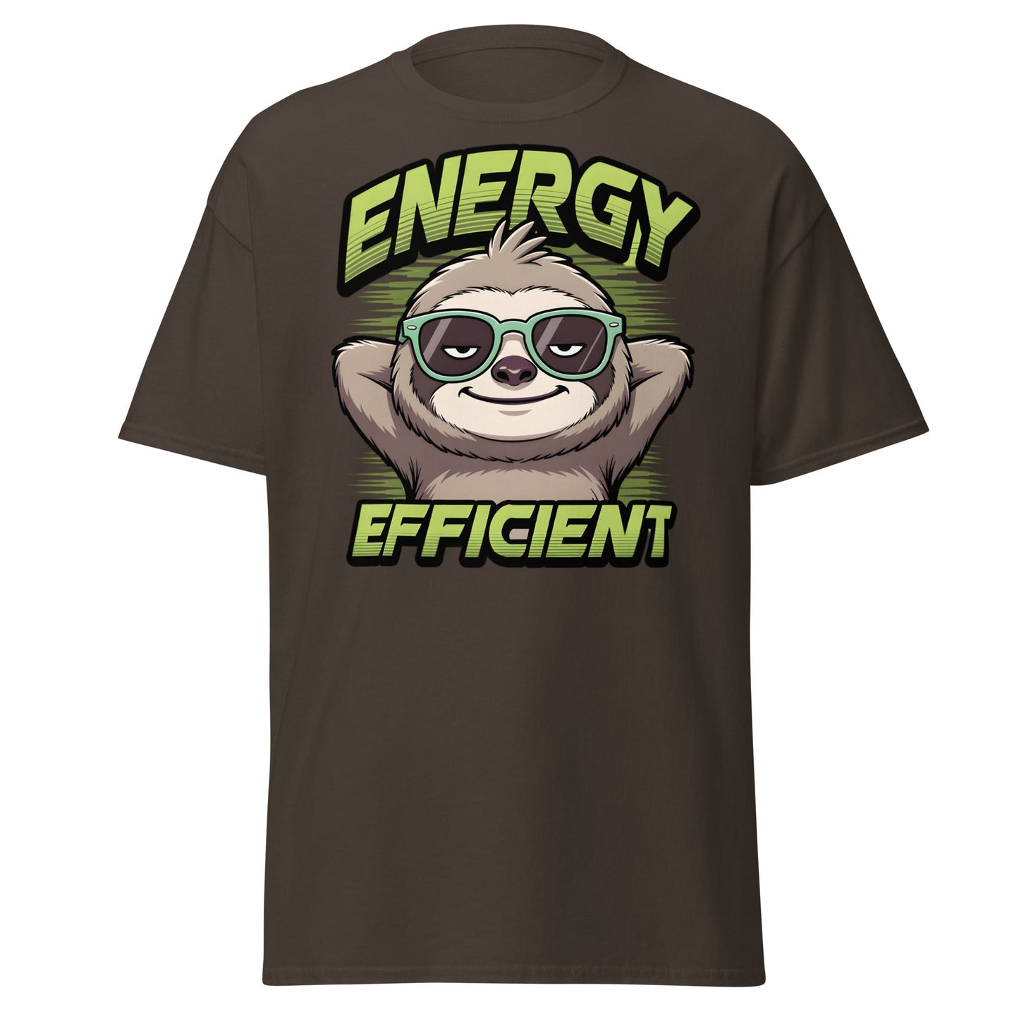 Energy Efficient Sloth T-Shirt - Funny Lazy Sloth Tee - Dark Chocolate - T-Shirts Online