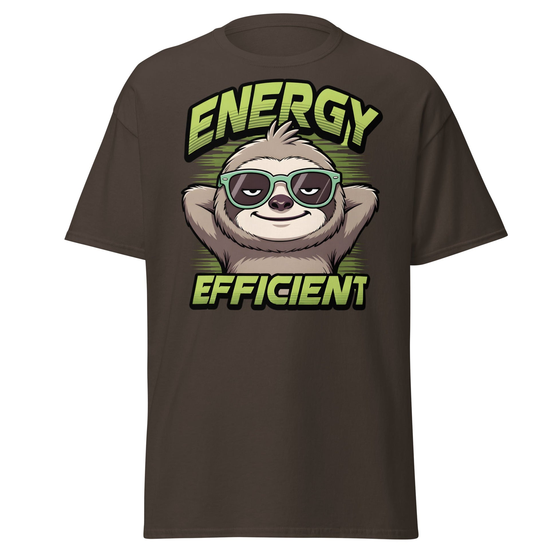 Energy Efficient Sloth T-Shirt - Funny Lazy Sloth Tee - Dark Chocolate - T-Shirts Online