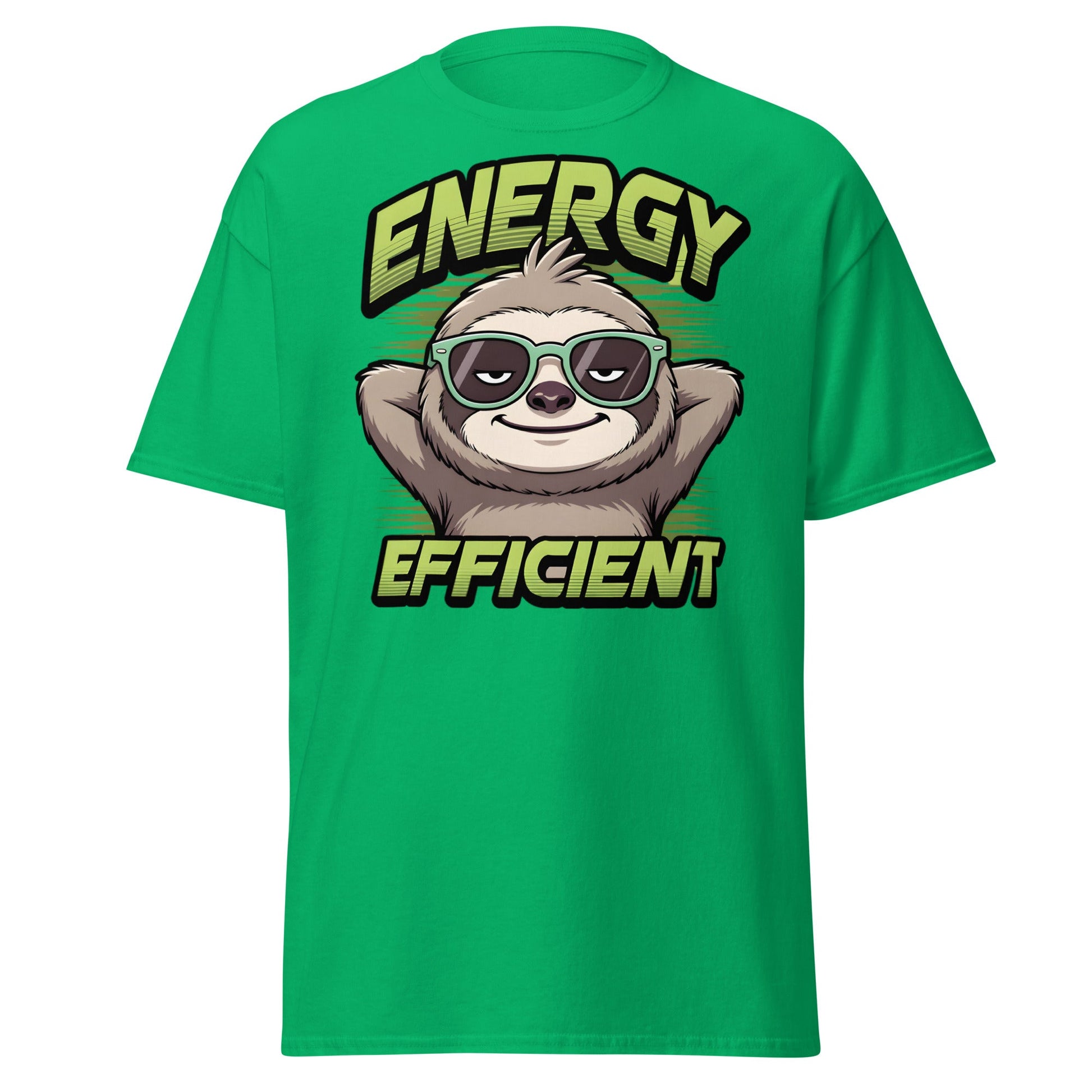 Energy Efficient Sloth T-Shirt - Funny Lazy Sloth Tee - Irish Green - T-Shirts Online