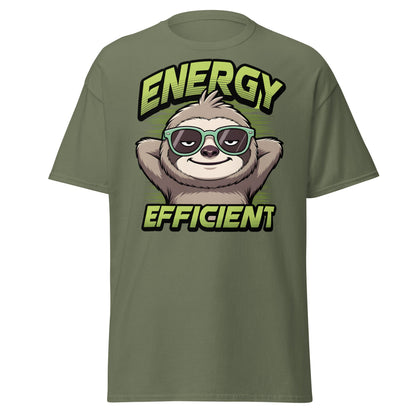 Energy Efficient Sloth T-Shirt - Funny Lazy Sloth Tee - Military Green - T-Shirts Online
