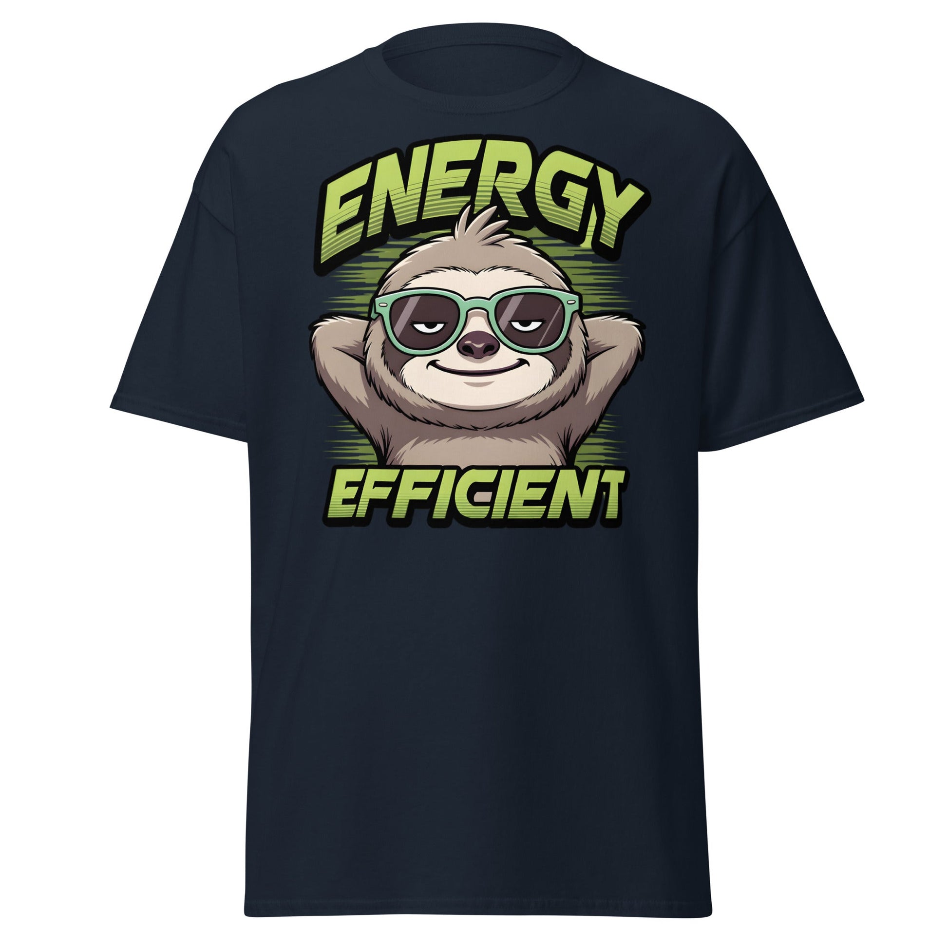 Energy Efficient Sloth T-Shirt - Funny Lazy Sloth Tee - Navy - T-Shirts Online