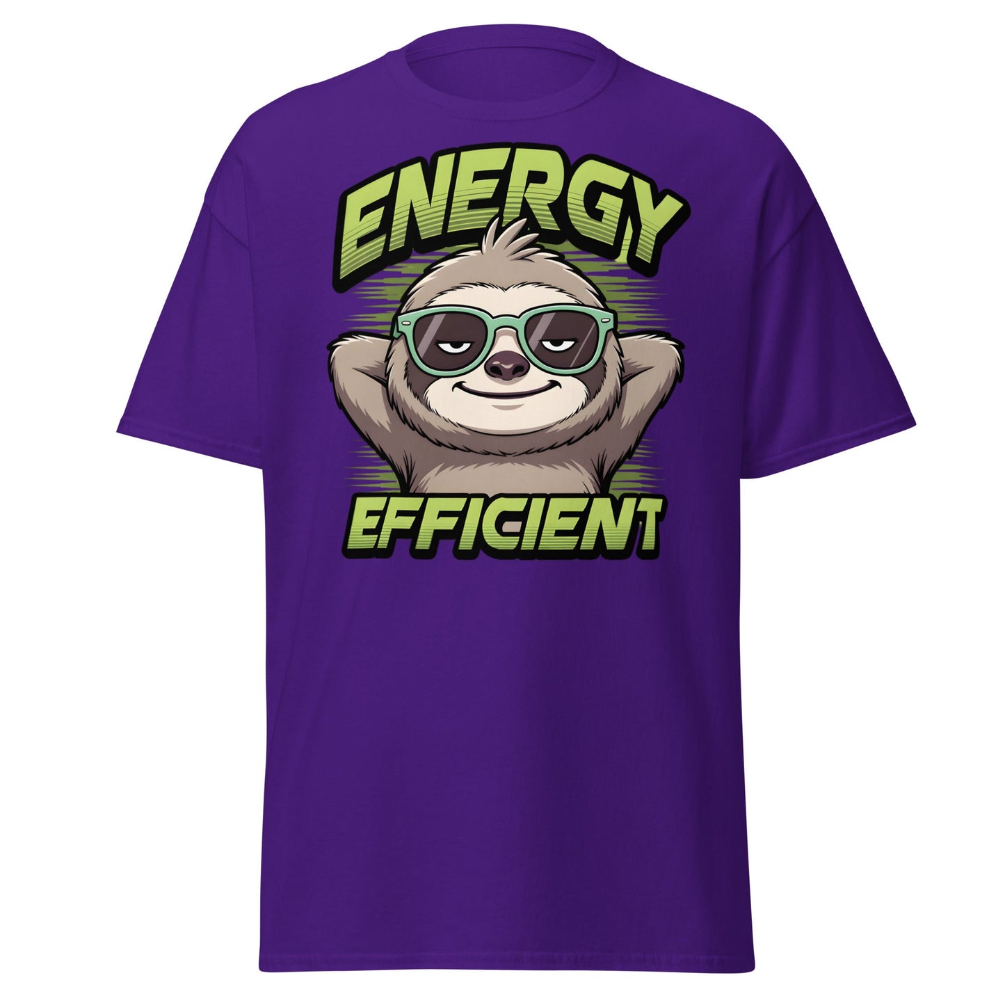 Energy Efficient Sloth T-Shirt - Funny Lazy Sloth Tee - Purple - T-Shirts Online