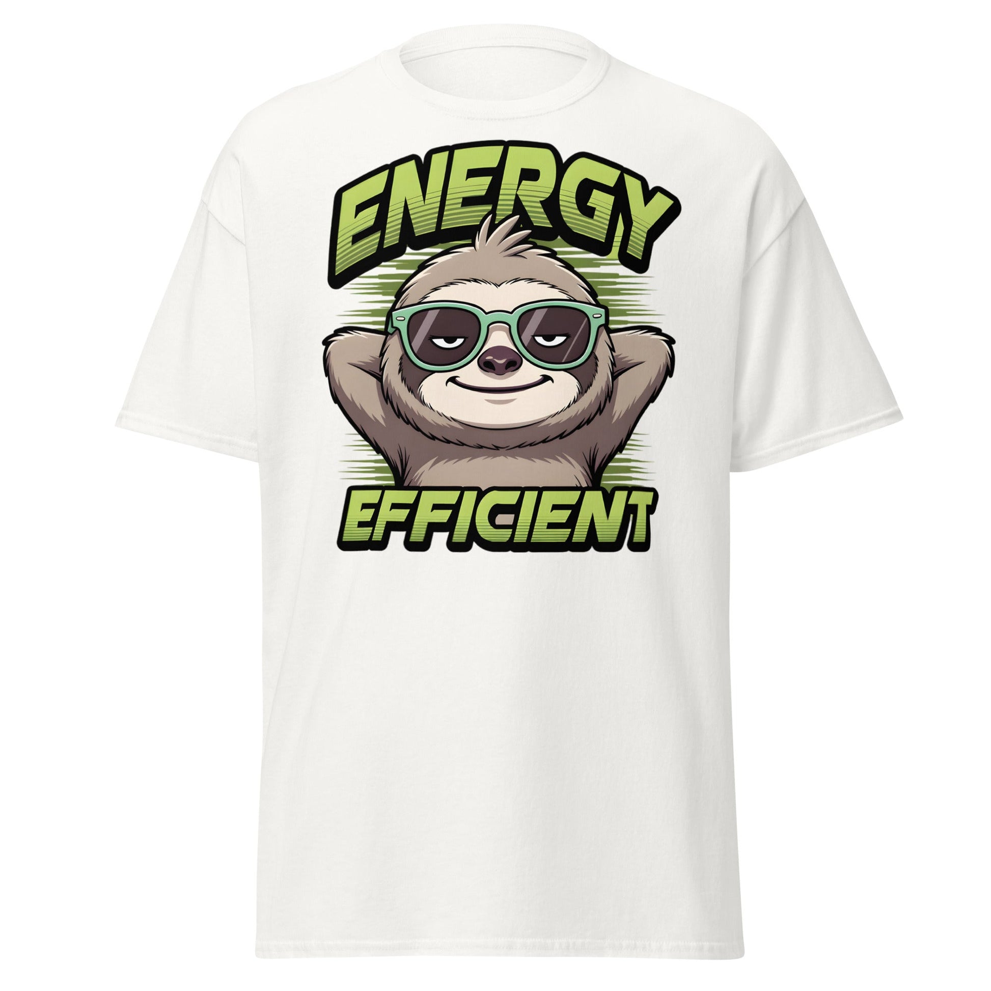 Energy Efficient Sloth T-Shirt - Funny Lazy Sloth Tee - White - T-Shirts Online