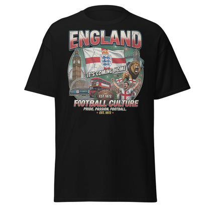 England It's Coming Home Football T-Shirt - Three Lions Pride - Black - T-Shirts Online