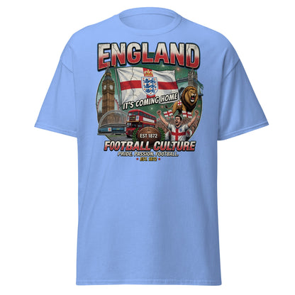 England It's Coming Home Football T-Shirt - Three Lions Pride - Carolina Blue - T-Shirts Online