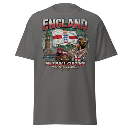England It's Coming Home Football T-Shirt - Three Lions Pride - Charcoal - T-Shirts Online