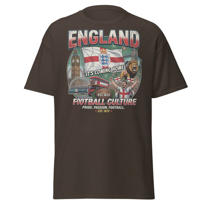 England It's Coming Home Football T-Shirt - Three Lions Pride - Dark Chocolate - T-Shirts Online