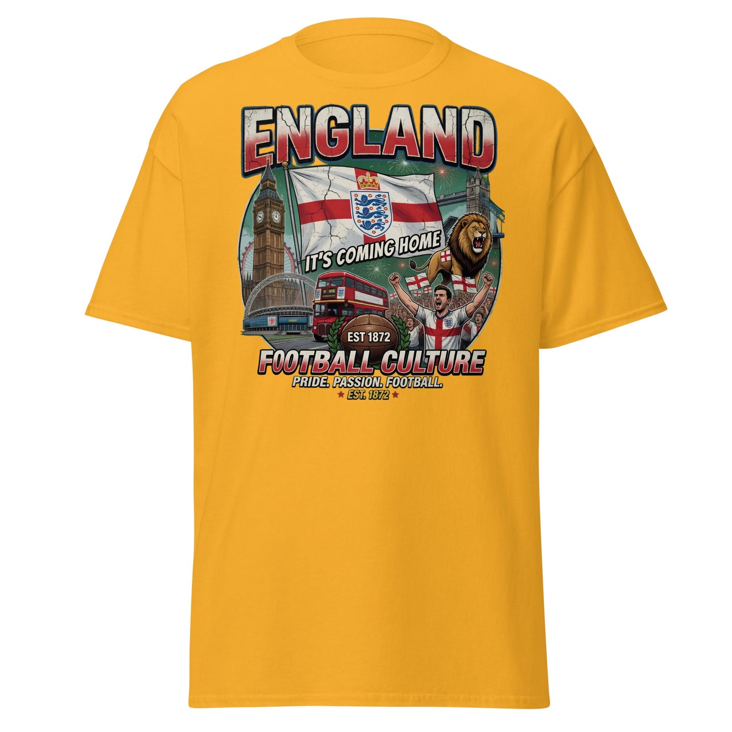 England It's Coming Home Football T-Shirt - Three Lions Pride - Gold - T-Shirts Online