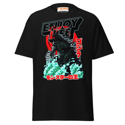 Enjoy Life T-Shirt | Retro Monster Graphic Tee - Black - T-Shirts Online
