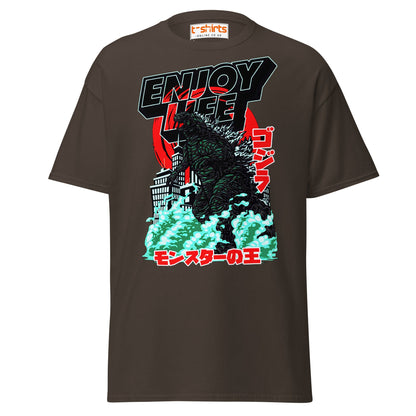 Enjoy Life T-Shirt | Retro Monster Graphic Tee - Dark Chocolate - T-Shirts Online