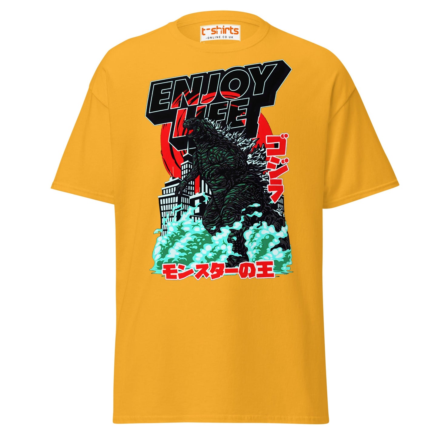 Enjoy Life T-Shirt | Retro Monster Graphic Tee - Gold - T-Shirts Online