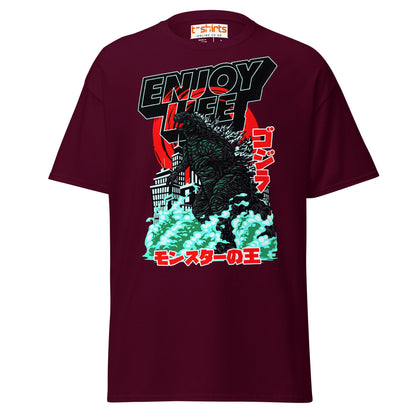 Enjoy Life T-Shirt | Retro Monster Graphic Tee - Maroon - T-Shirts Online
