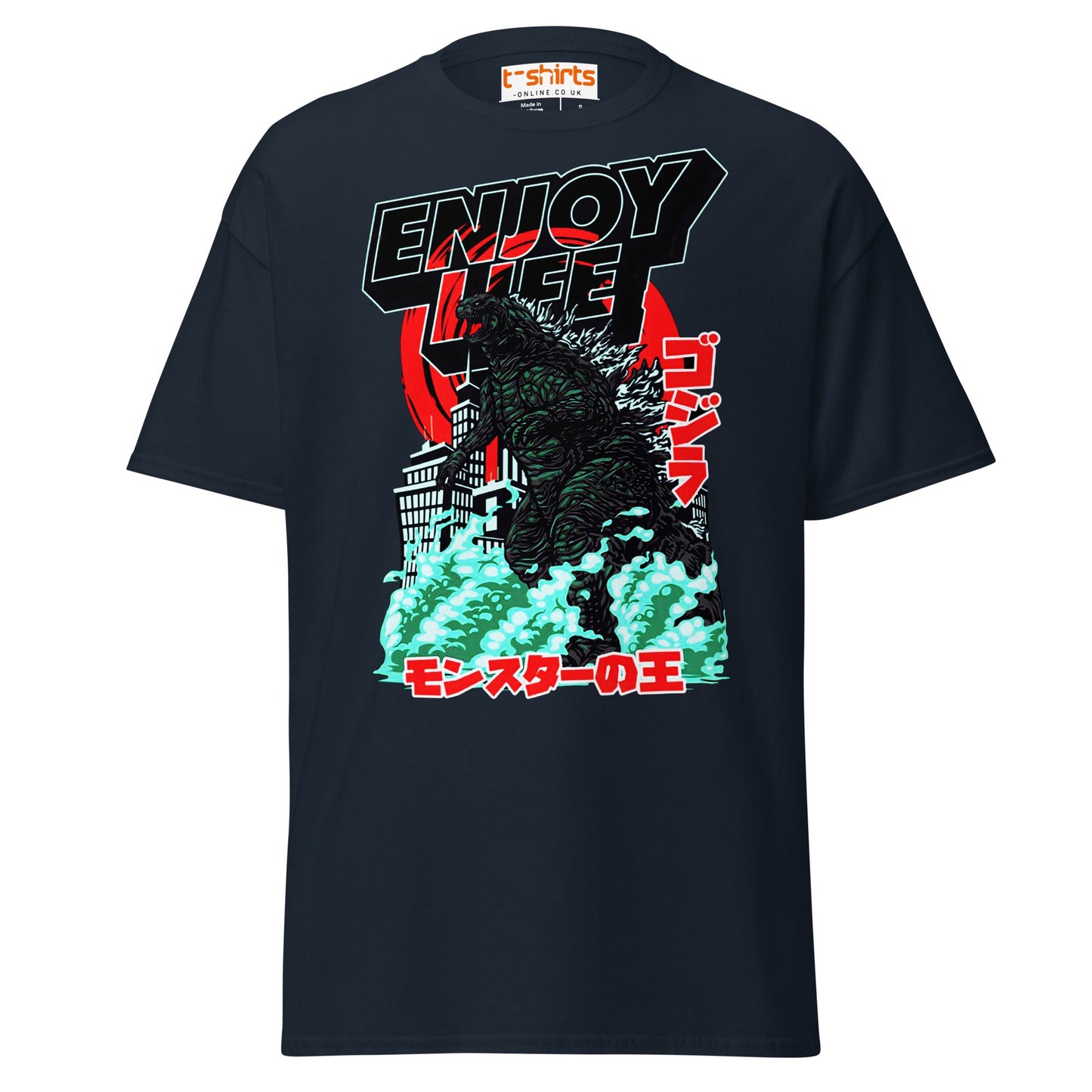 Enjoy Life T-Shirt | Retro Monster Graphic Tee - Navy - T-Shirts Online