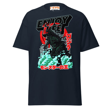 Enjoy Life T-Shirt | Retro Monster Graphic Tee - Navy - T-Shirts Online
