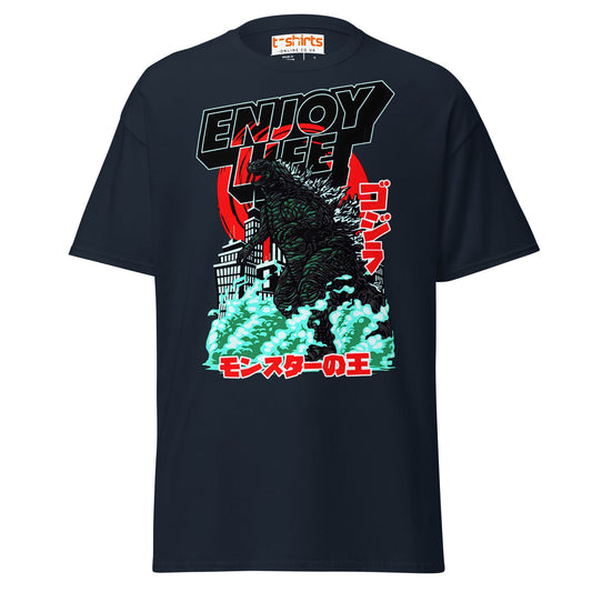 Enjoy Life T-Shirt | Retro Monster Graphic Tee - Navy - T-Shirts Online