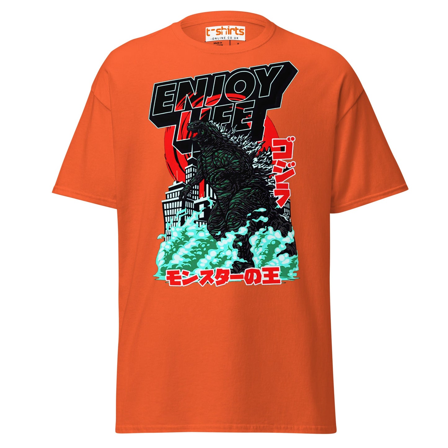 Enjoy Life T-Shirt | Retro Monster Graphic Tee - Orange - T-Shirts Online