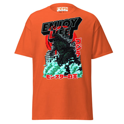 Enjoy Life T-Shirt | Retro Monster Graphic Tee - Orange - T-Shirts Online