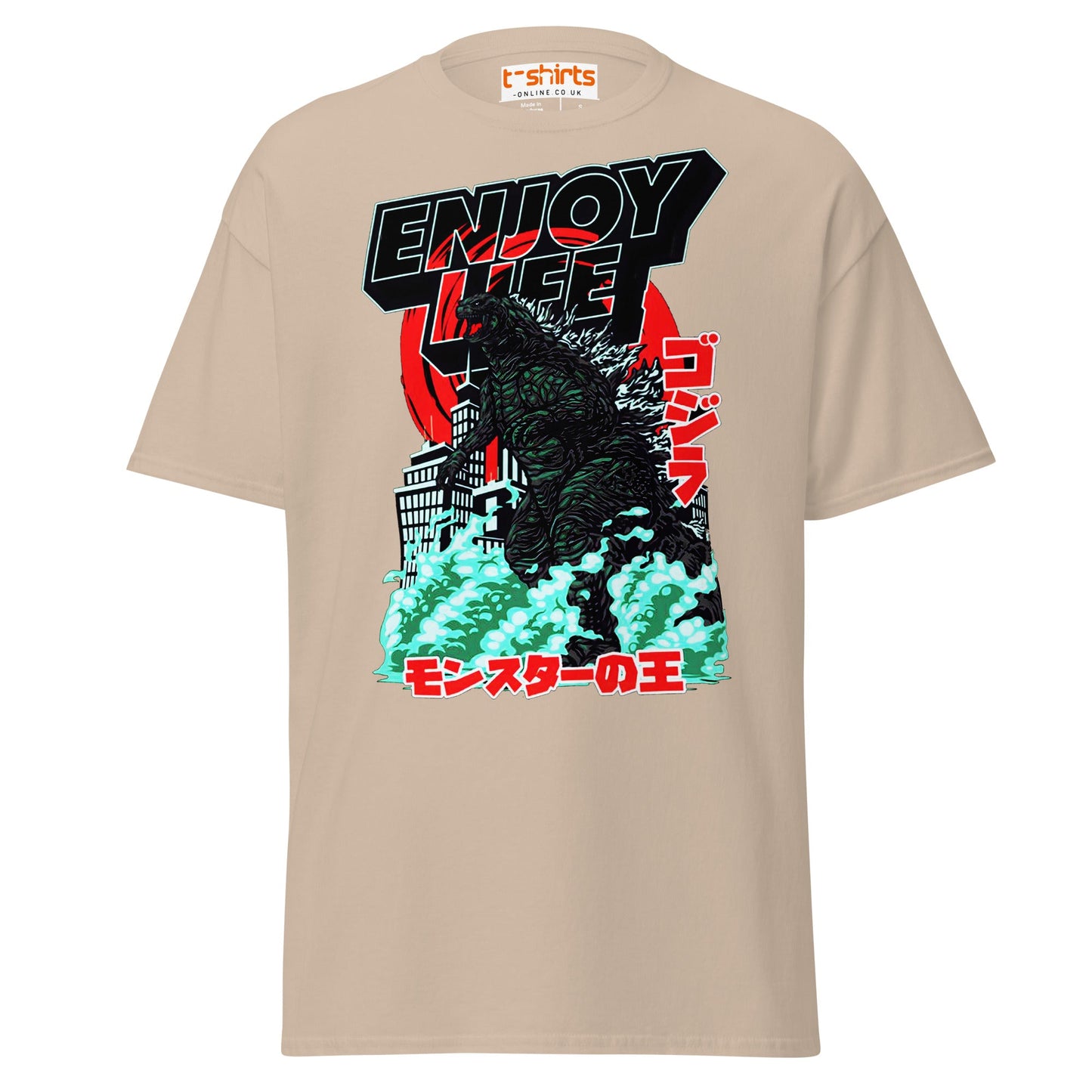 Enjoy Life T-Shirt | Retro Monster Graphic Tee - Sand - T-Shirts Online