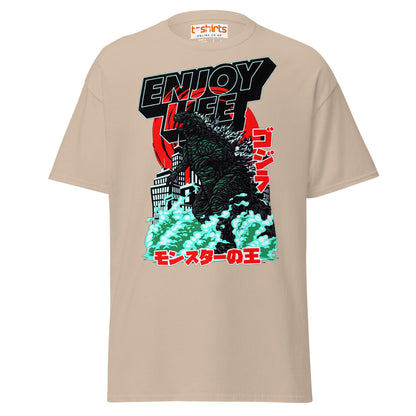 Enjoy Life T-Shirt | Retro Monster Graphic Tee - Sand - T-Shirts Online