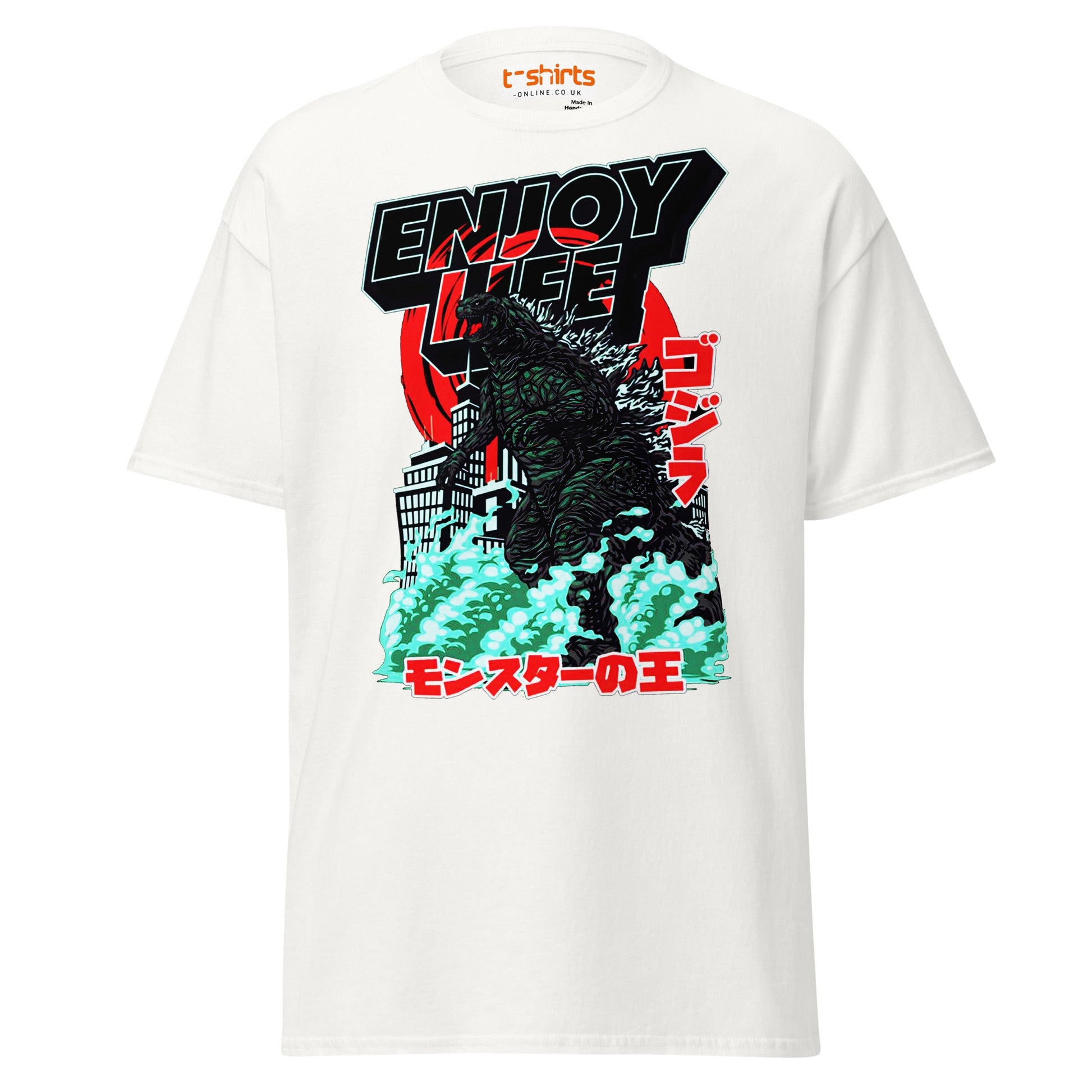 Enjoy Life T-Shirt | Retro Monster Graphic Tee - White - T-Shirts Online