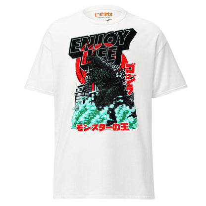 Enjoy Life T-Shirt | Retro Monster Graphic Tee - White - T-Shirts Online