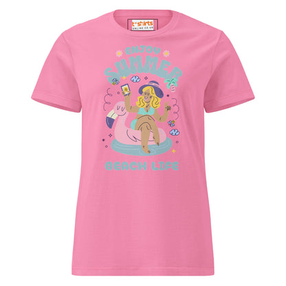 Enjoy Summer T-Shirt | Beach Life Tee - Azalea - T-Shirts Online