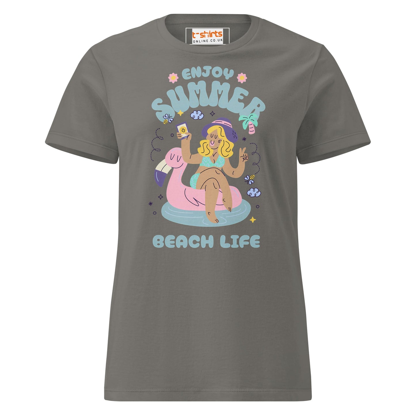 Enjoy Summer T-Shirt | Beach Life Tee - Charcoal - T-Shirts Online