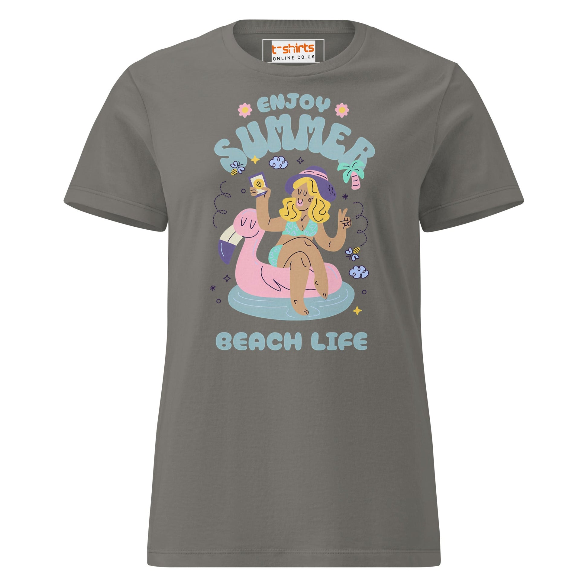 Enjoy Summer T-Shirt | Beach Life Tee - Charcoal - T-Shirts Online