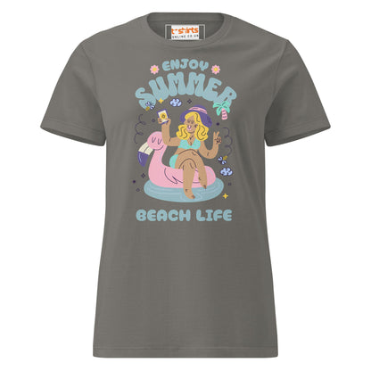 Enjoy Summer T-Shirt | Beach Life Tee - Charcoal - T-Shirts Online
