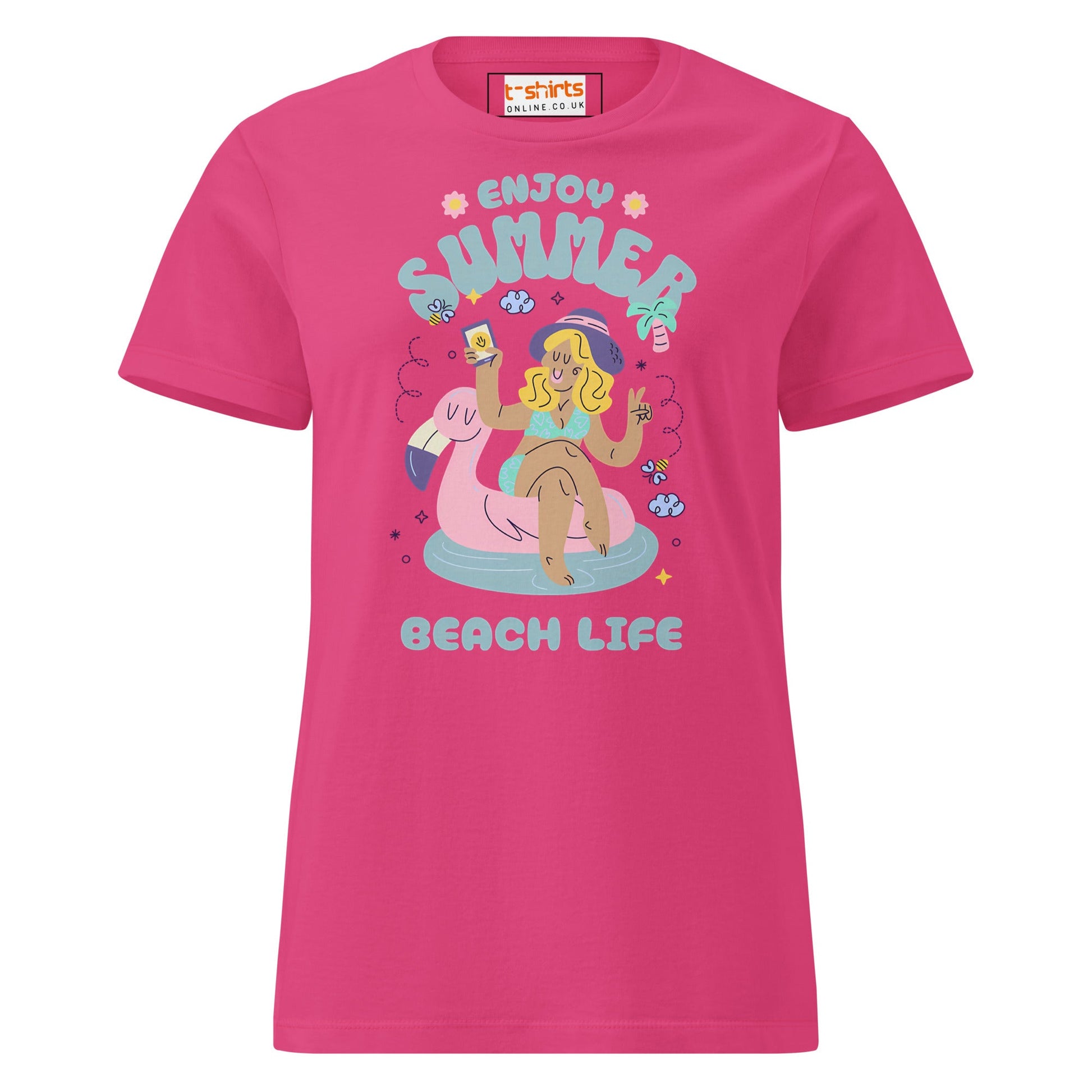 Enjoy Summer T-Shirt | Beach Life Tee - Heliconia - T-Shirts Online