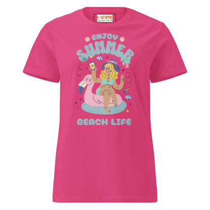 Enjoy Summer T-Shirt | Beach Life Tee - Heliconia - T-Shirts Online