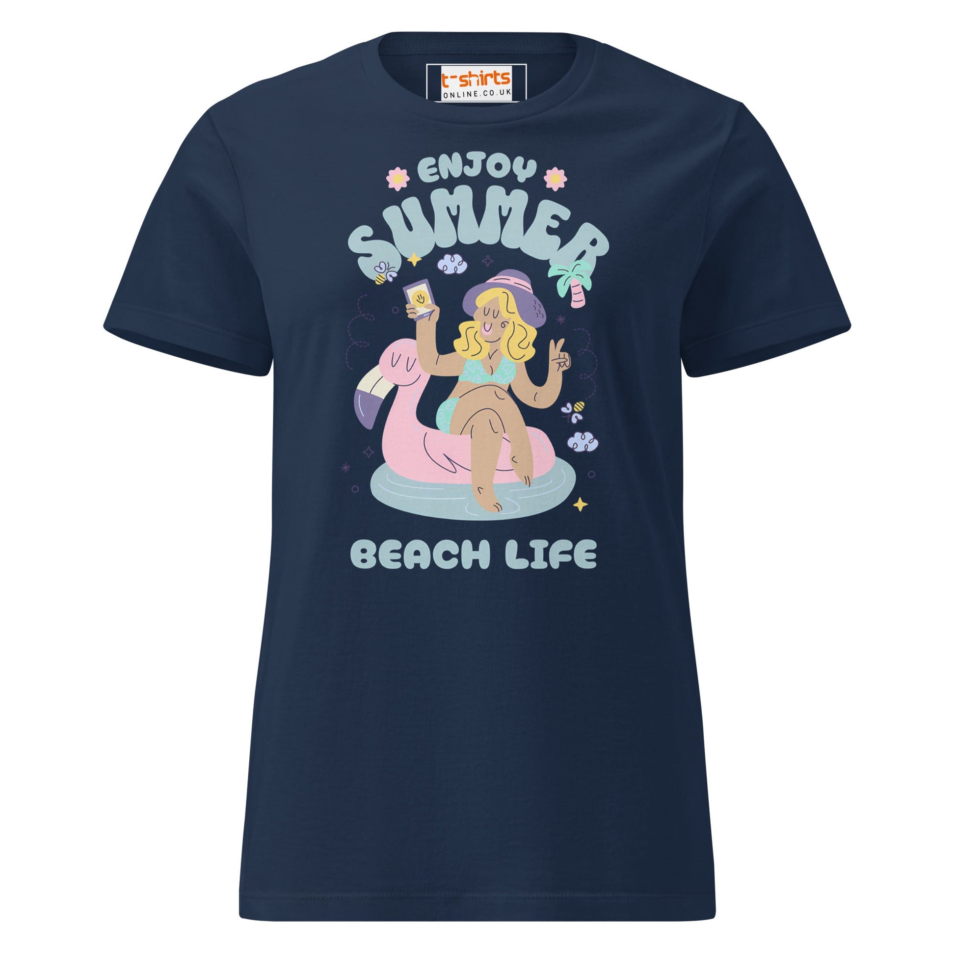 Enjoy Summer T-Shirt | Beach Life Tee - Navy - T-Shirts Online