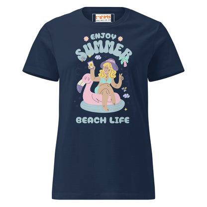 Enjoy Summer T-Shirt | Beach Life Tee - Navy - T-Shirts Online