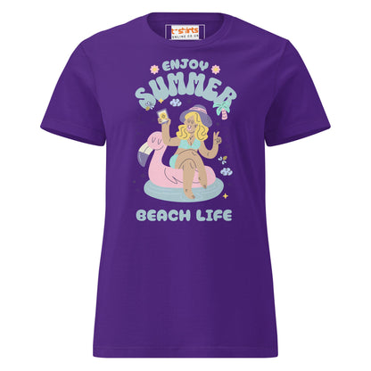 Enjoy Summer T-Shirt | Beach Life Tee - Purple - T-Shirts Online