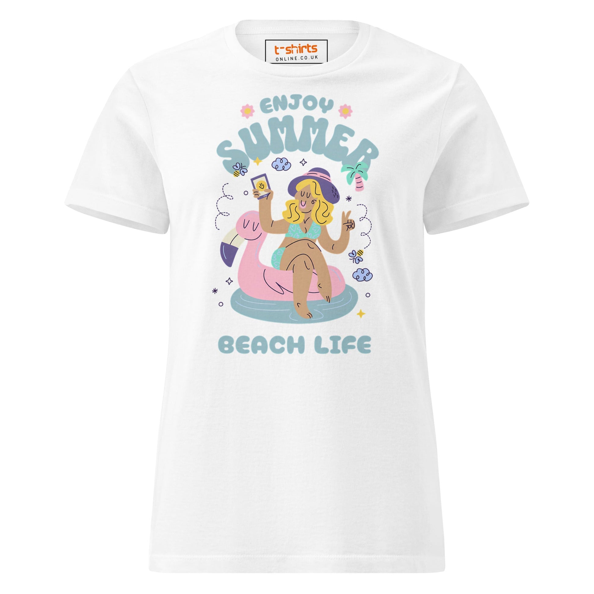 Enjoy Summer T-Shirt | Beach Life Tee - White - T-Shirts Online