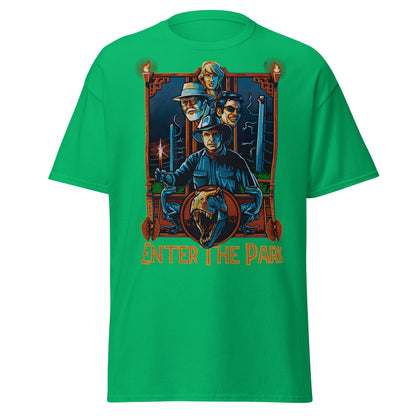 Enter The Park Retro Jurassic Movie Poster T-Shirt - Irish Green - T-Shirts Online