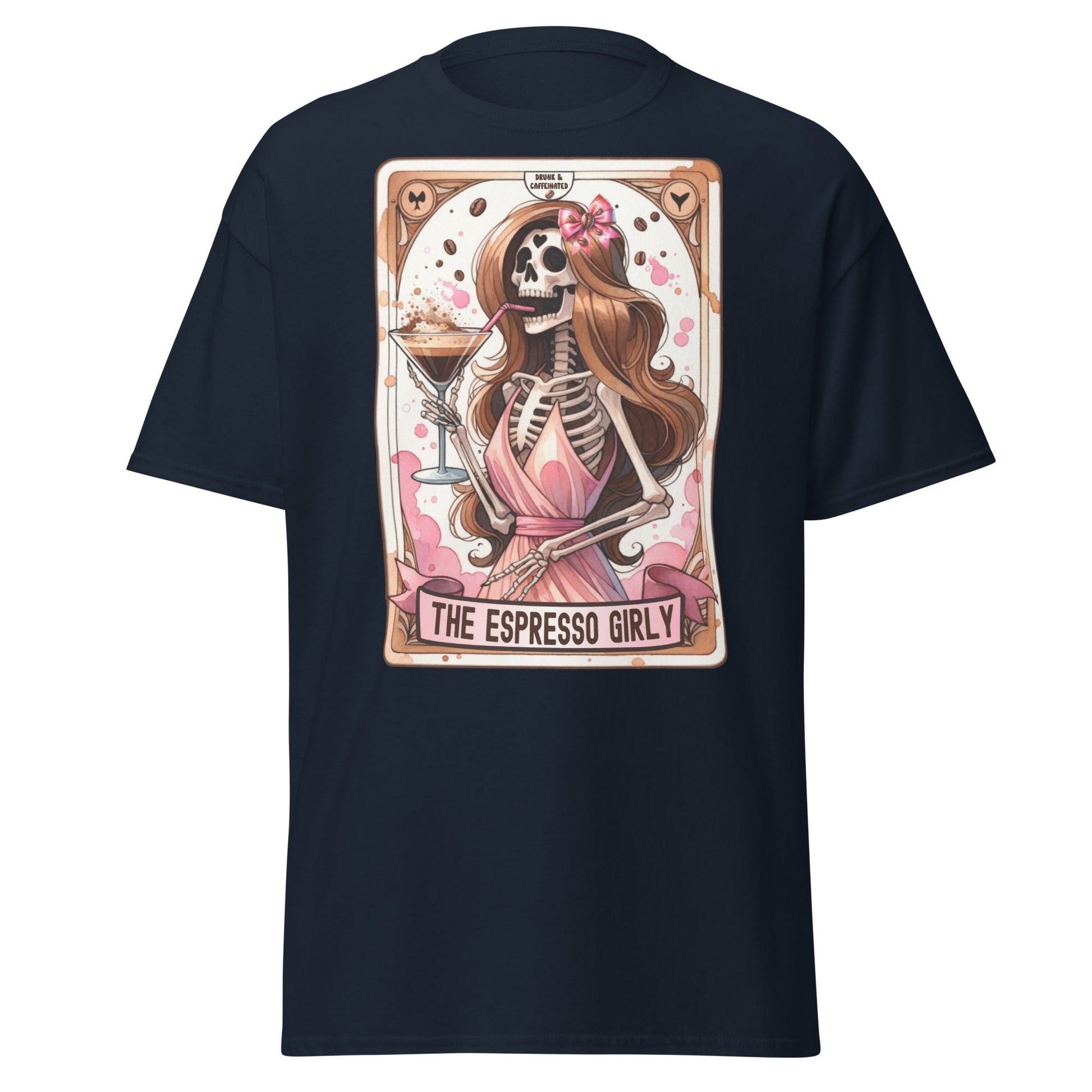 'Espresso Girl' Tarot | Tarot Card T-Shirt - Navy - T-Shirts Online