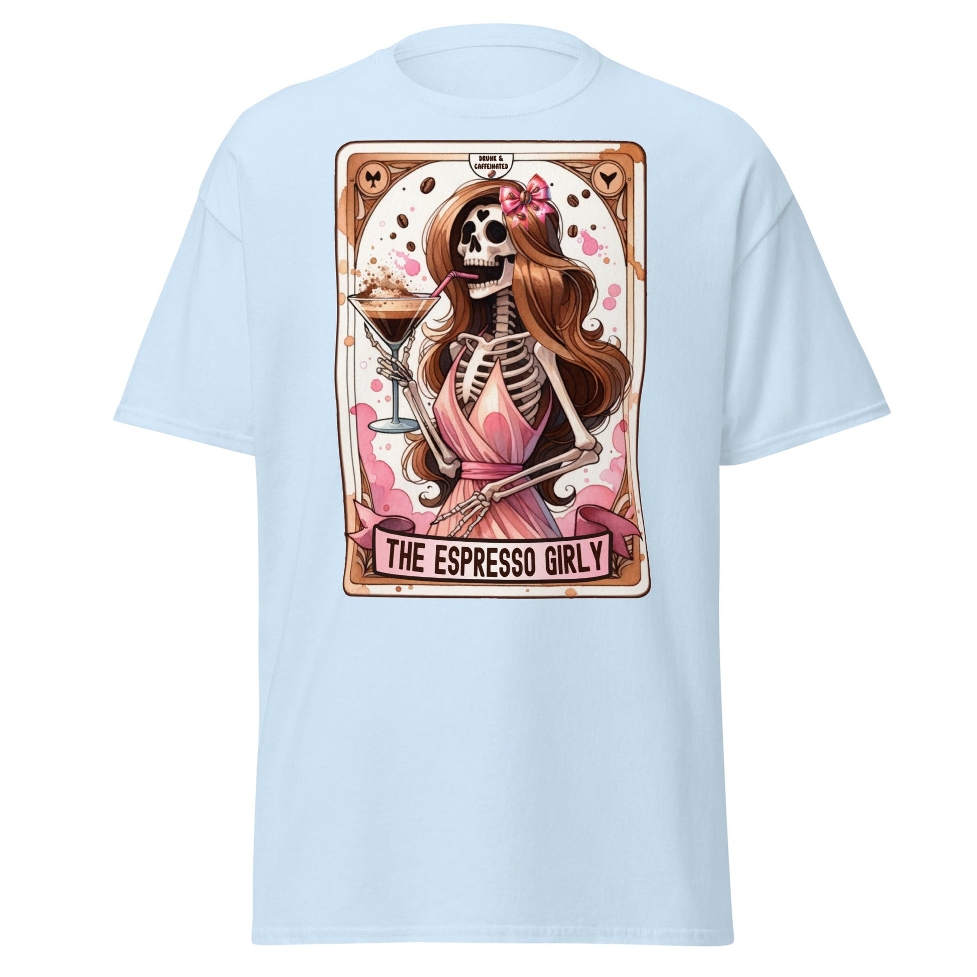 'Espresso Girl' Tarot | Tarot Card T-Shirt - Light Blue - T-Shirts Online