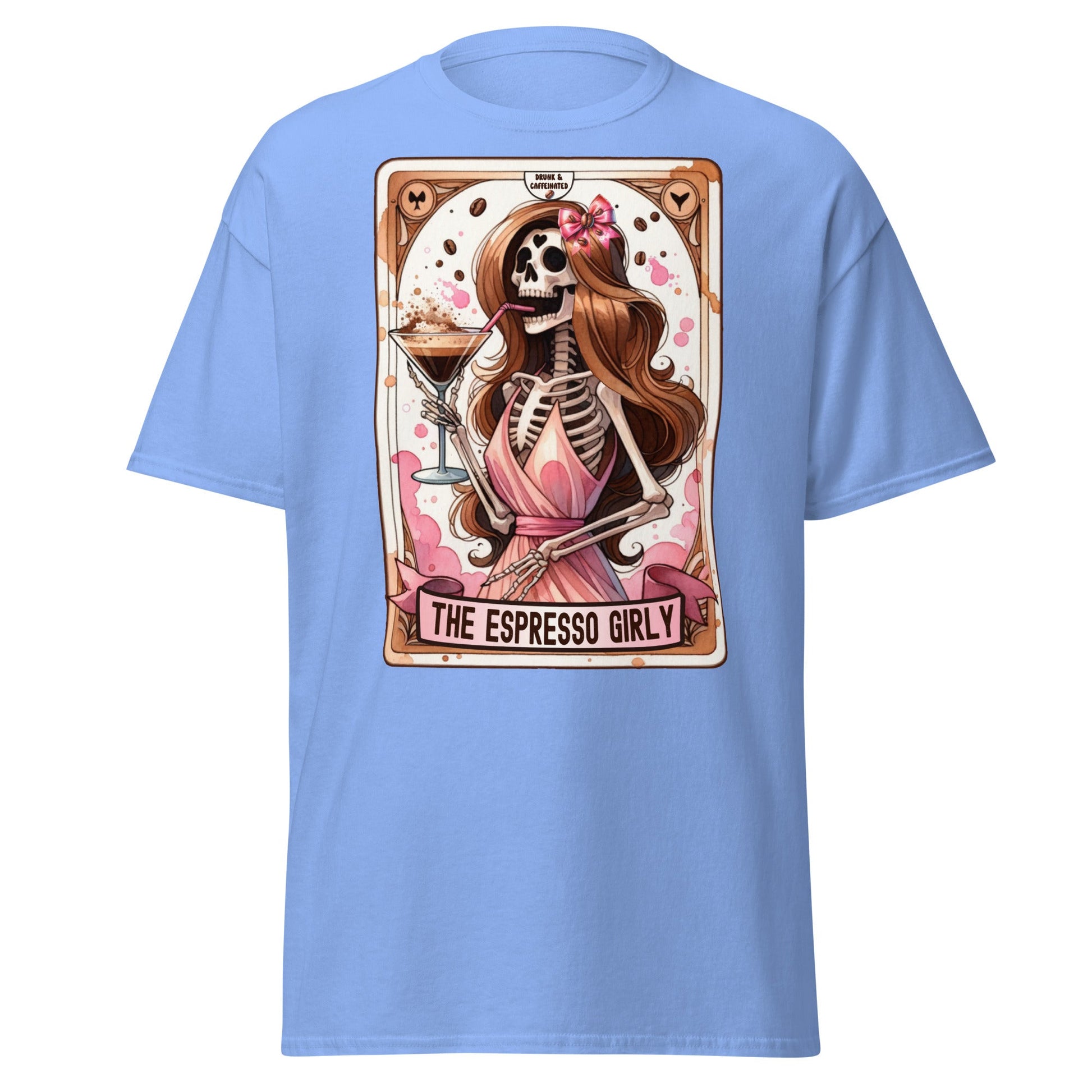 'Espresso Girl' Tarot | Tarot Card T-Shirt - Carolina Blue - T-Shirts Online