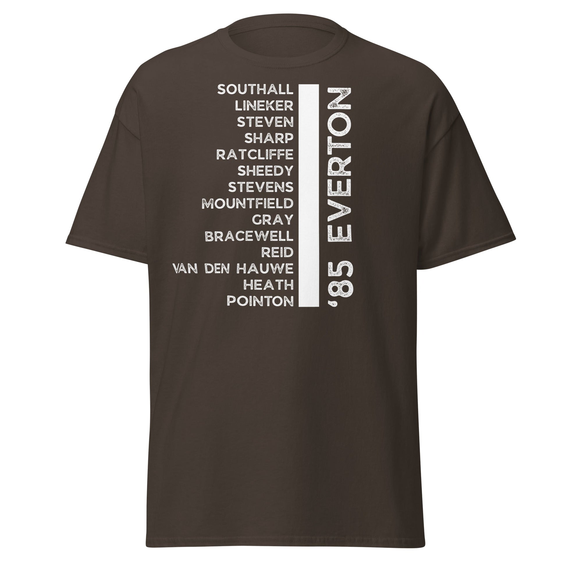 Everton 1985 Legends T-Shirt | Retro Toffees Football Tee - Dark Chocolate - T-Shirts Online