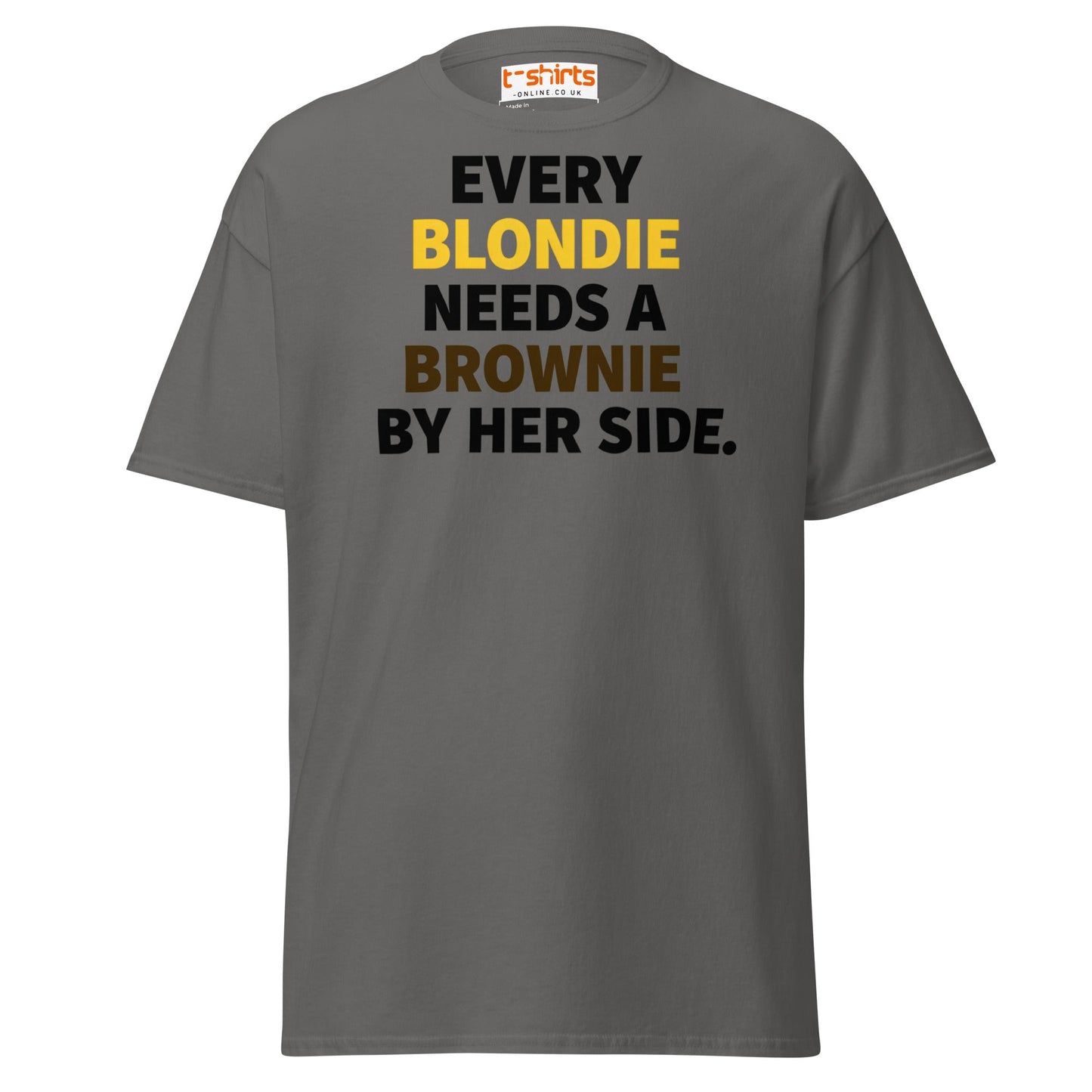 Every Blondie Needs a Brownie T-Shirt – Bestie Quote Tee - Charcoal - T-Shirts Online