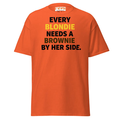 Every Blondie Needs a Brownie T-Shirt – Bestie Quote Tee - Orange - T-Shirts Online